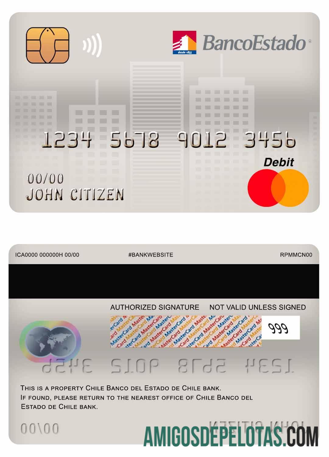 Chile Banco Del Estado De Chile Bank Cartão de Débito Master baixar para verificação